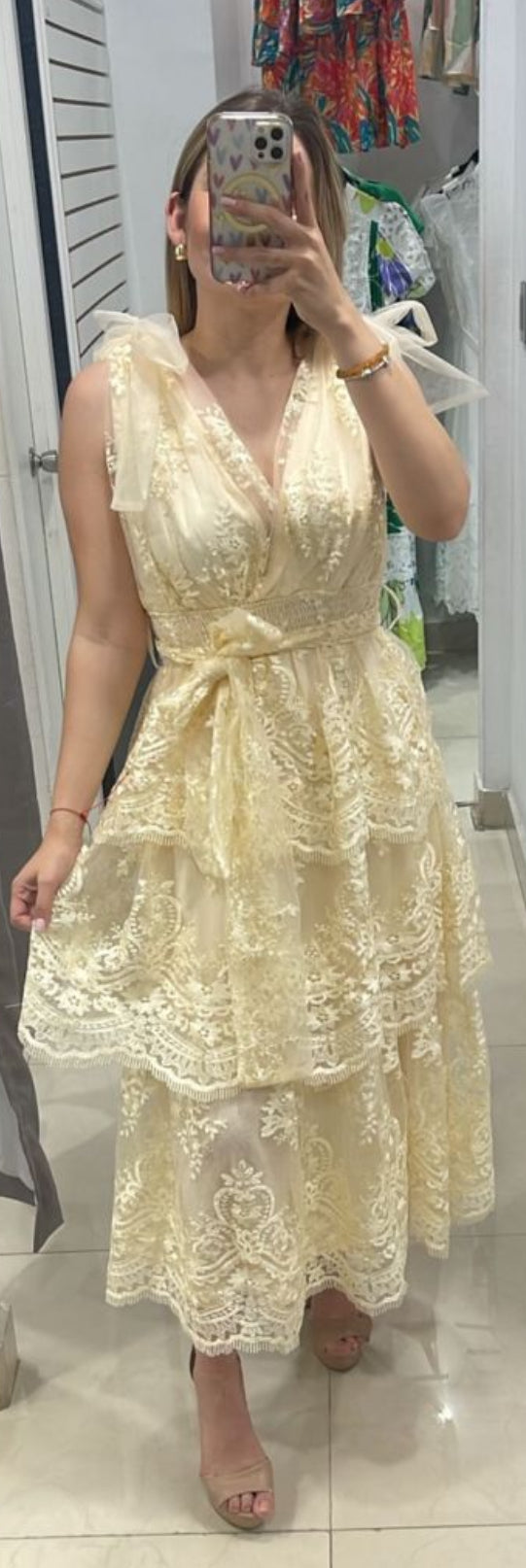 Vestido Largo Beige