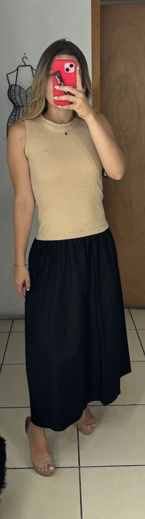 Vestido Beige & Black